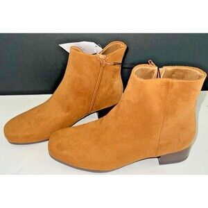 Time and Tru Women's Size 8 Cognac Faux Suede Ankle Boots Brand New w/tags brown